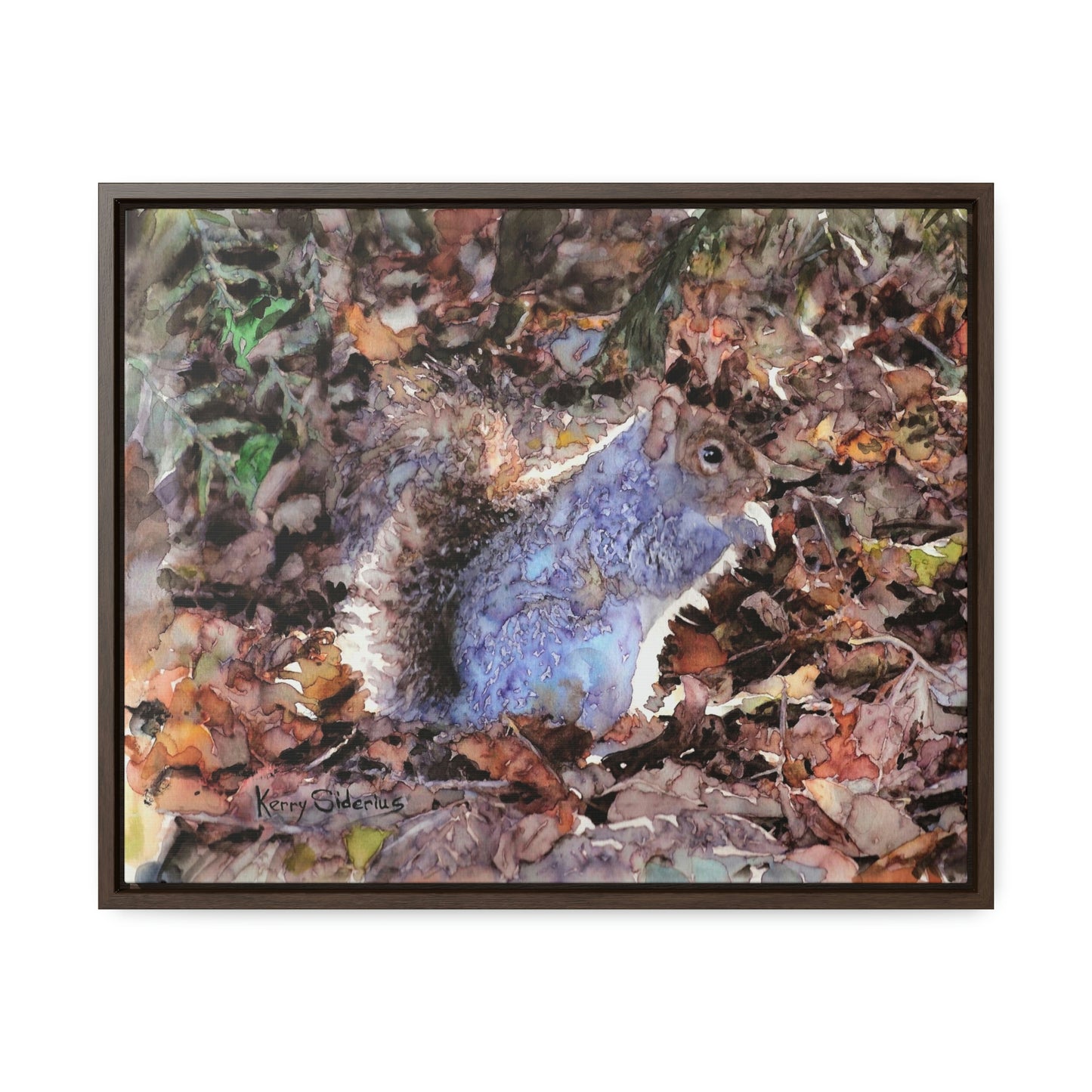 "Little Squirrel Visiting Our Campsite" Wood-Framed Gallery Wrapped Canvas - Kerry Siderius Art