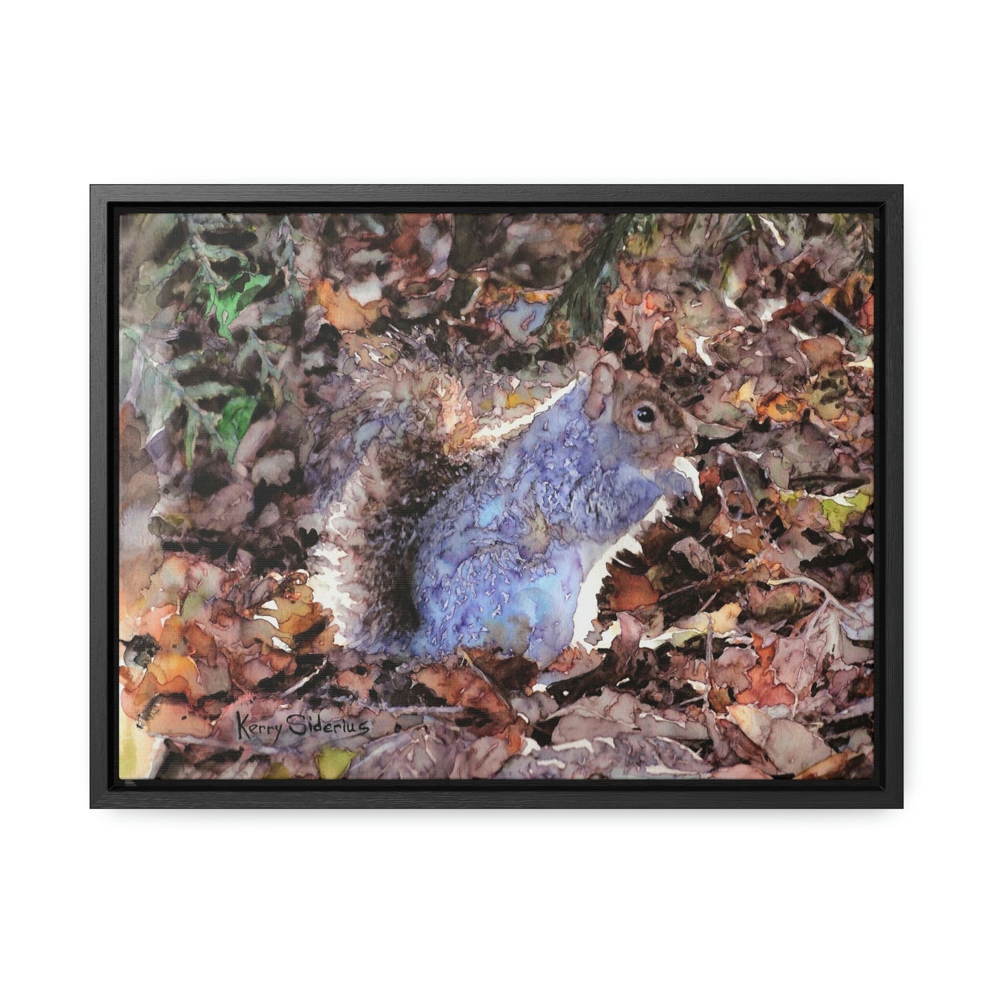 "Little Squirrel Visiting Our Campsite" Wood-Framed Gallery Wrapped Canvas - Kerry Siderius Art