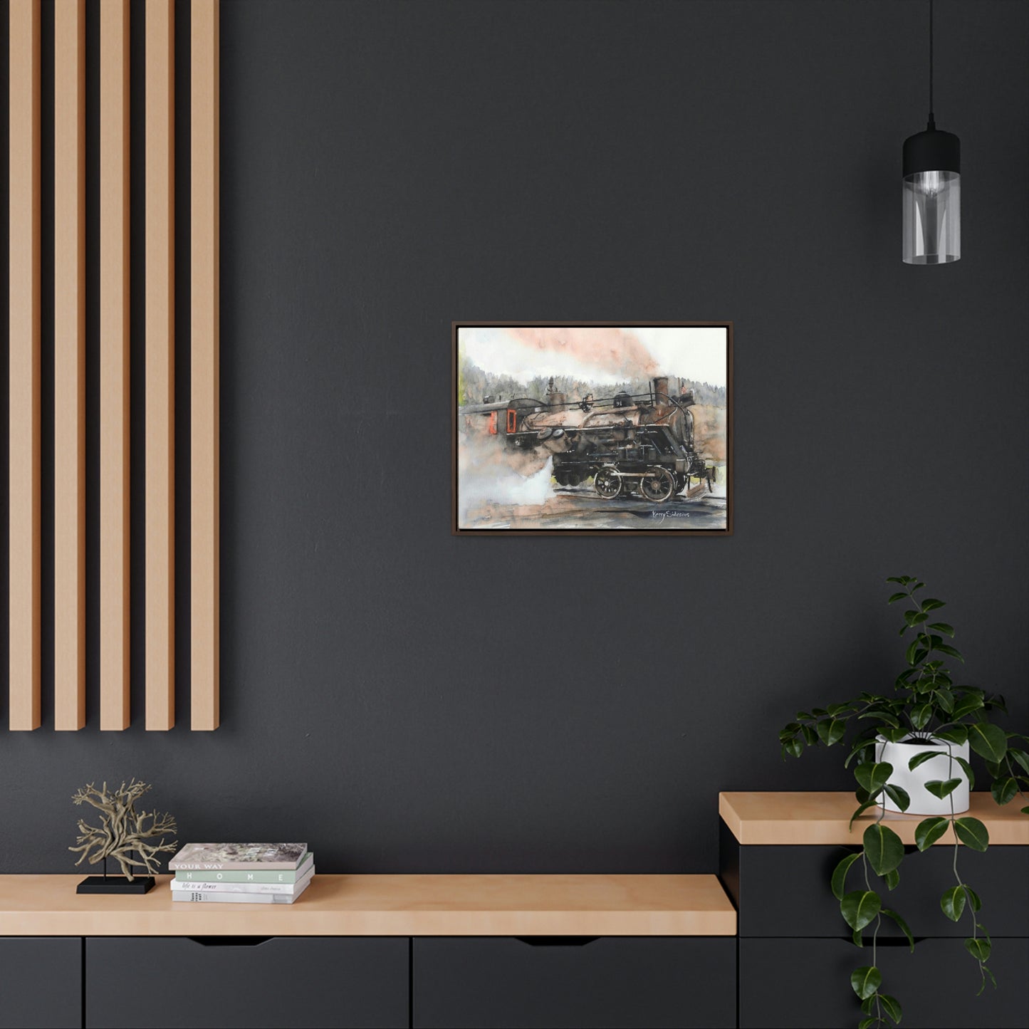 "Old Steam Train in Elba, Washington" Gallery-Wrapped Wood Framed Canvas - Kerry Siderius Art
