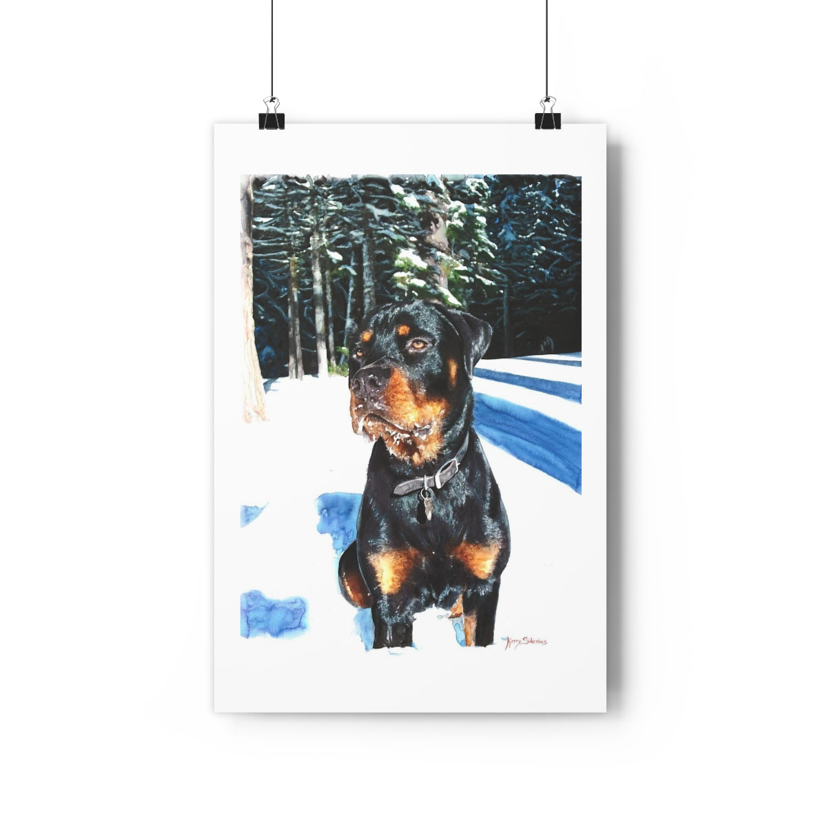 "Rottweiler In The Snow" Archival Poster Print (5 Sizes) - Kerry Siderius Art