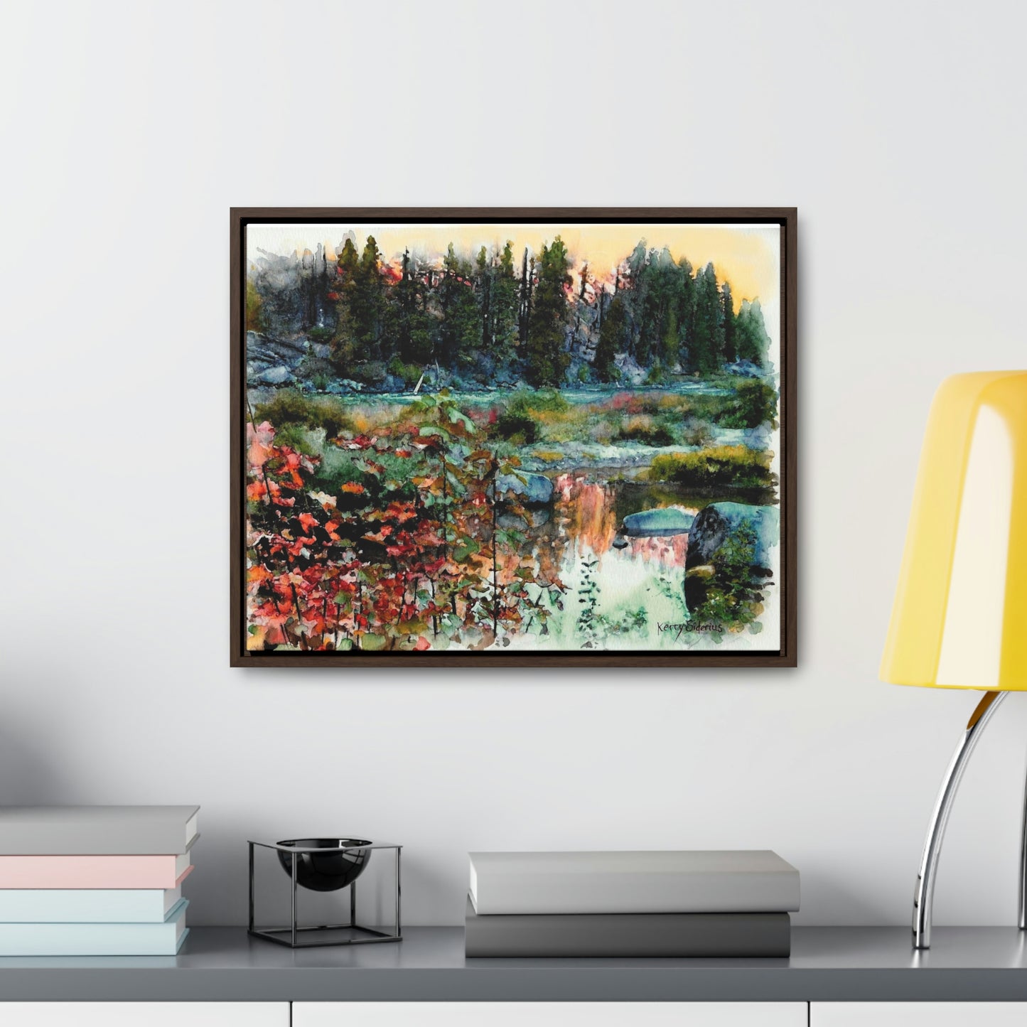 "Tumwater Pink Sunset" Gallery Wrapped Wood Framed Canvas - Kerry Siderius Art