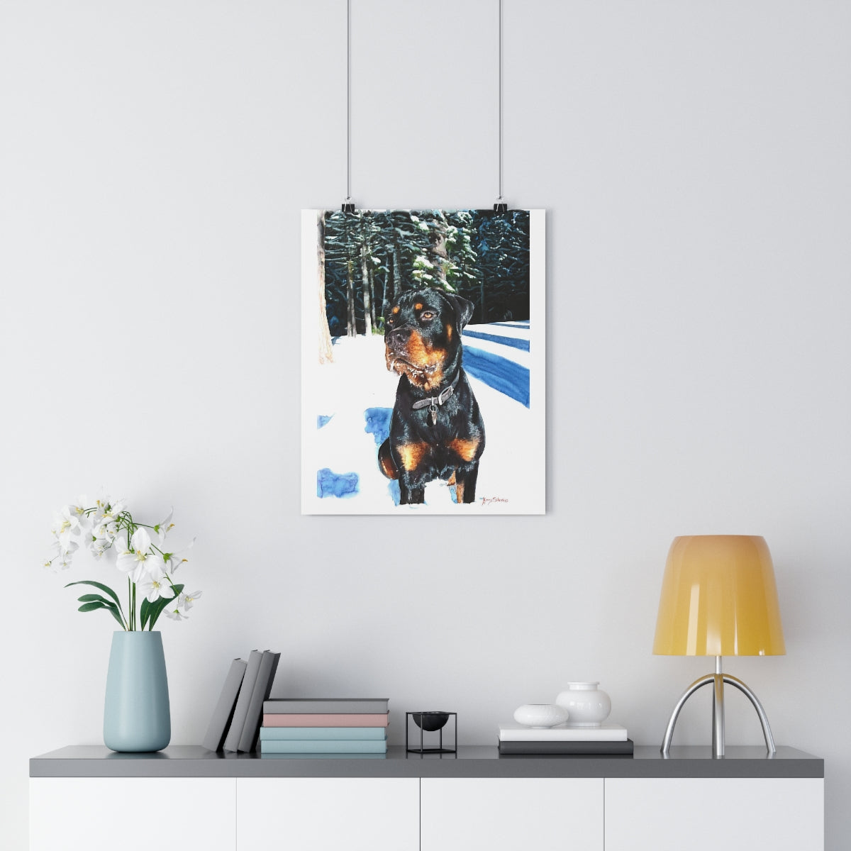 "Rottweiler In The Snow" Archival Poster Print (5 Sizes) - Kerry Siderius Art