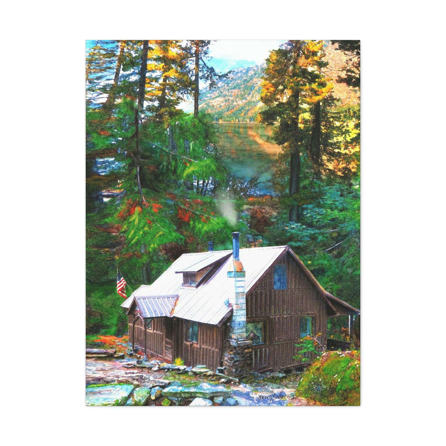 "Cabin on Lake Wenatchee" Gallery Wrapped Canvas - Kerry Siderius Art
