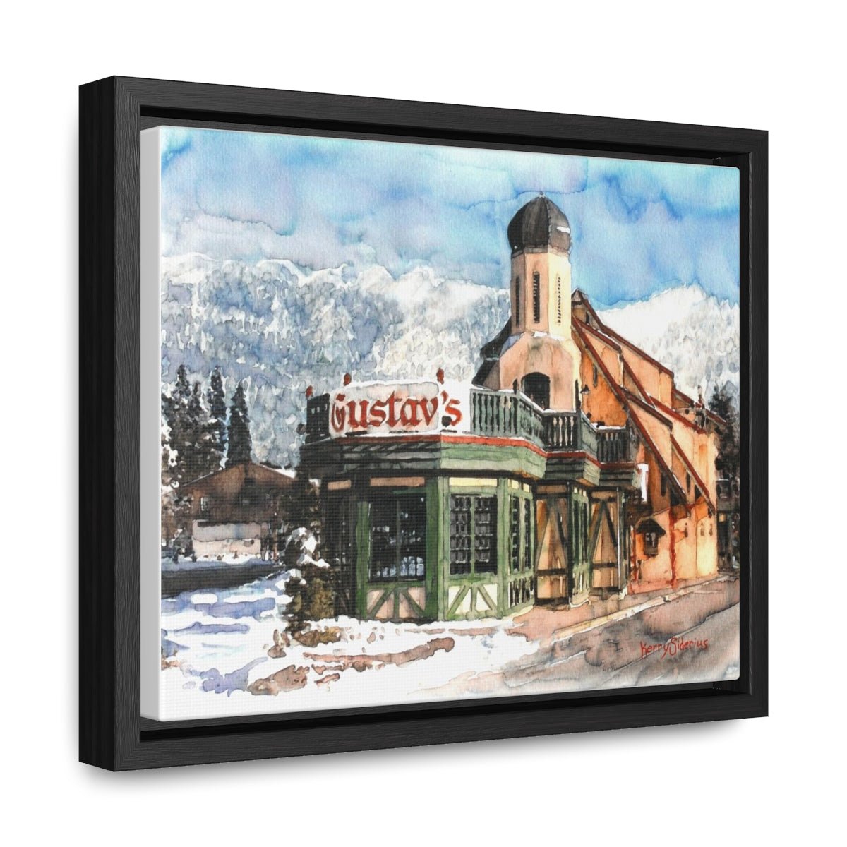 "Leavenworth's Gustav's in the Wintertime" Poplar Wood Framed Canvas - Kerry Siderius Art