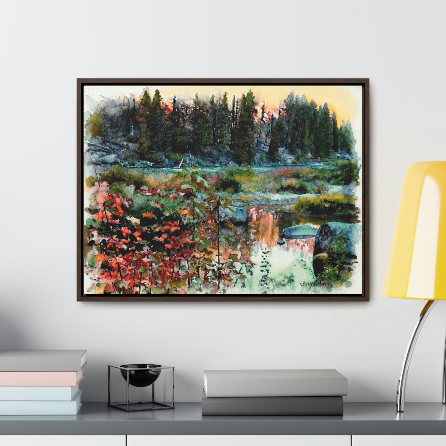 "Tumwater Pink Sunset" Gallery Wrapped Wood Framed Canvas - Kerry Siderius Art