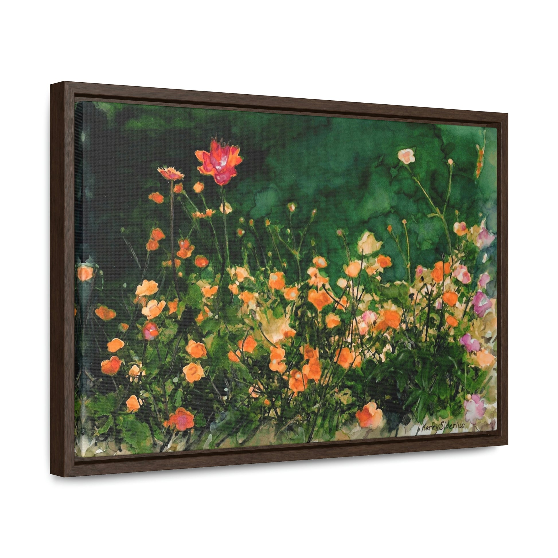 "Flowers By The Pond" Gallery Wrapped Wood-Framed Canvas - Kerry Siderius Art