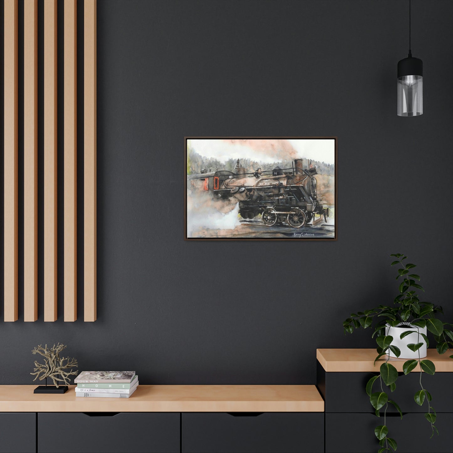 "Old Steam Train in Elba, Washington" Gallery-Wrapped Wood Framed Canvas - Kerry Siderius Art