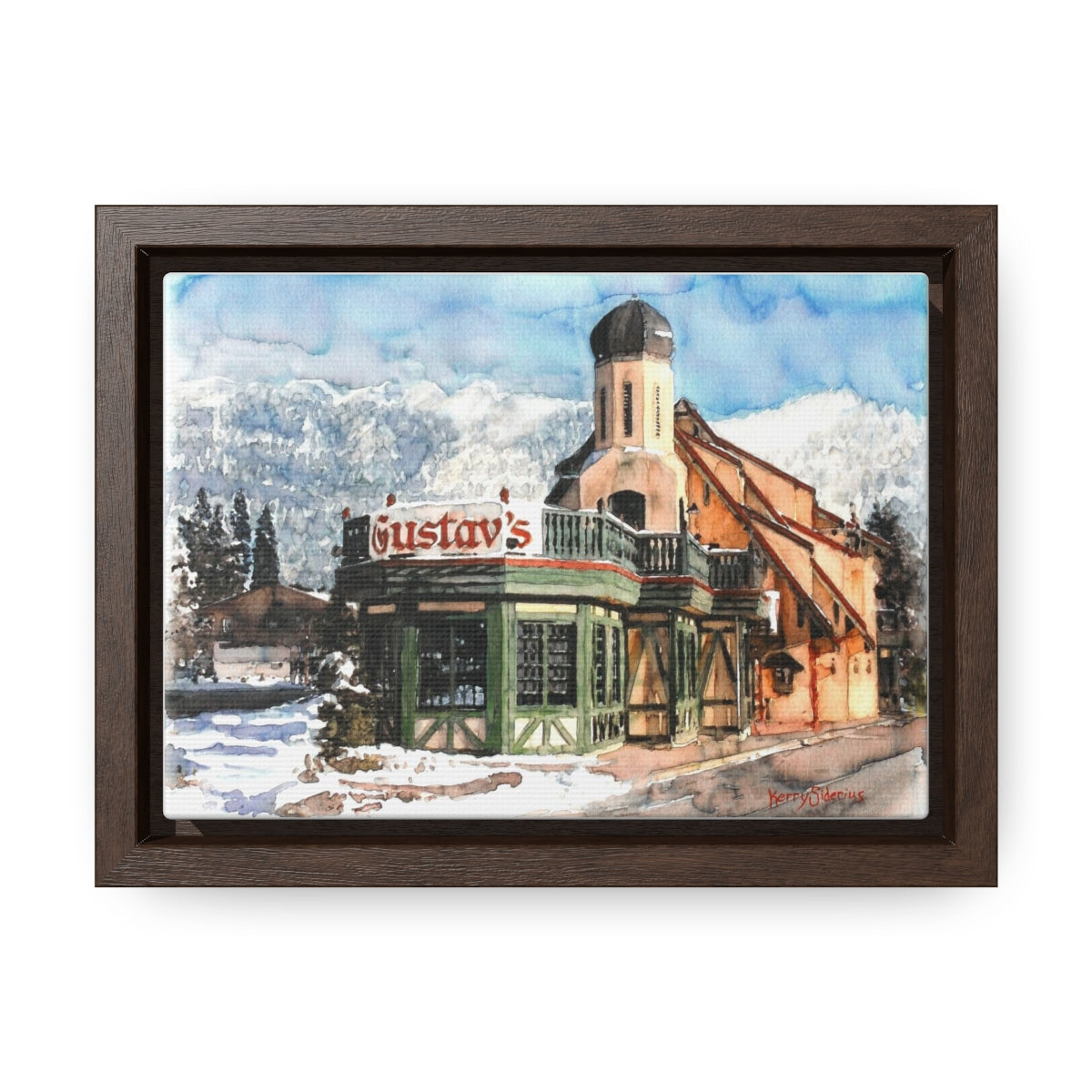 "Leavenworth's Gustav's in the Wintertime" Poplar Wood Framed Canvas - Kerry Siderius Art