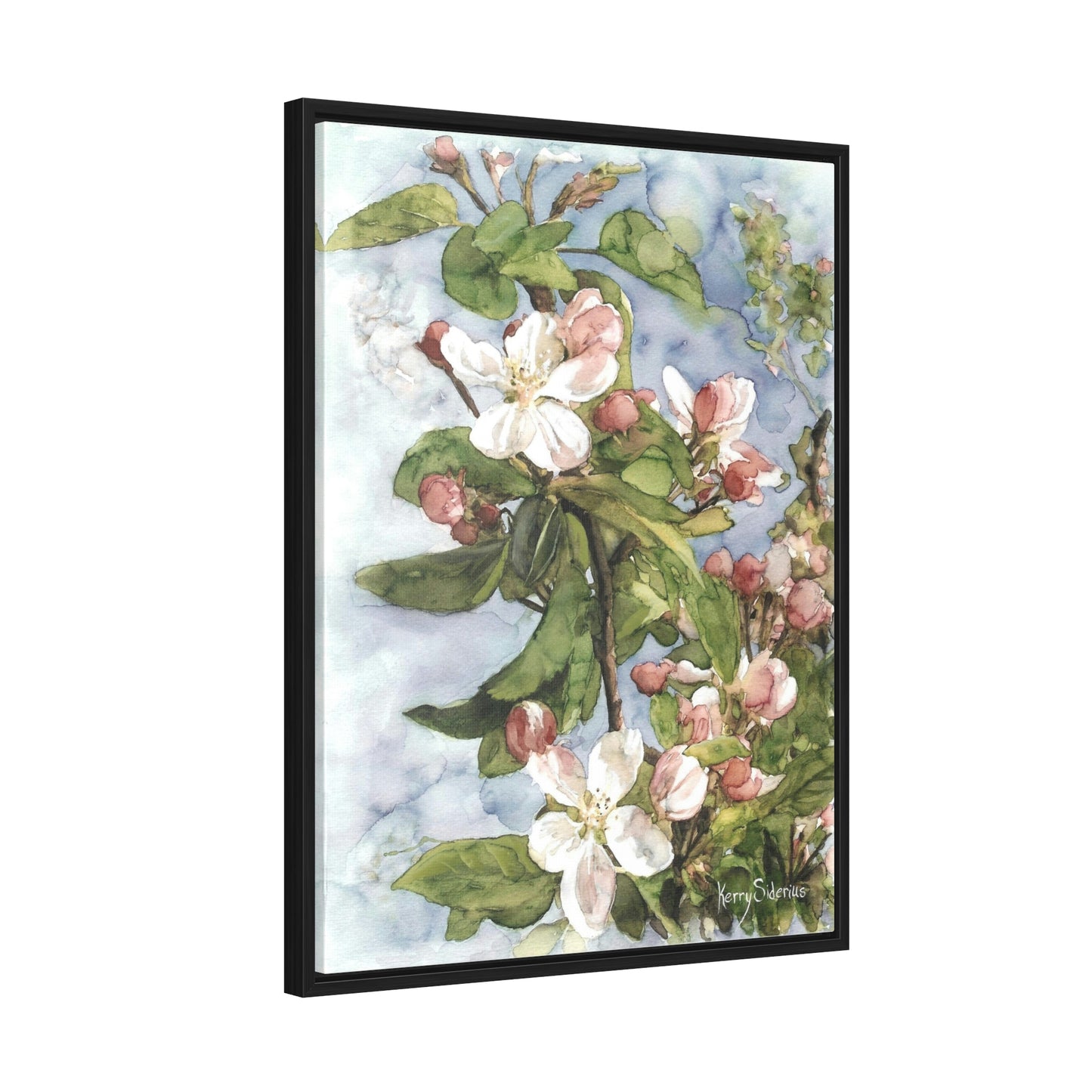 "Wenatchee Apple Blossoms" Gallery Wrapped Wood Framed Canvas (Walnut & Black) - Kerry Siderius Art