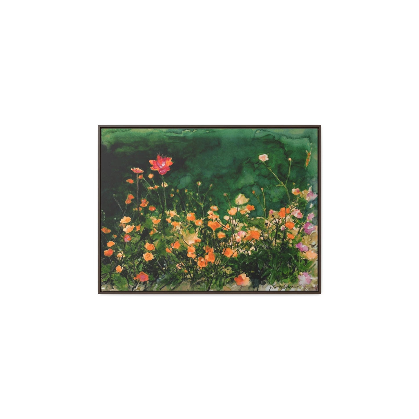 "Flowers By The Pond" Gallery Wrapped Wood-Framed Canvas - Kerry Siderius Art