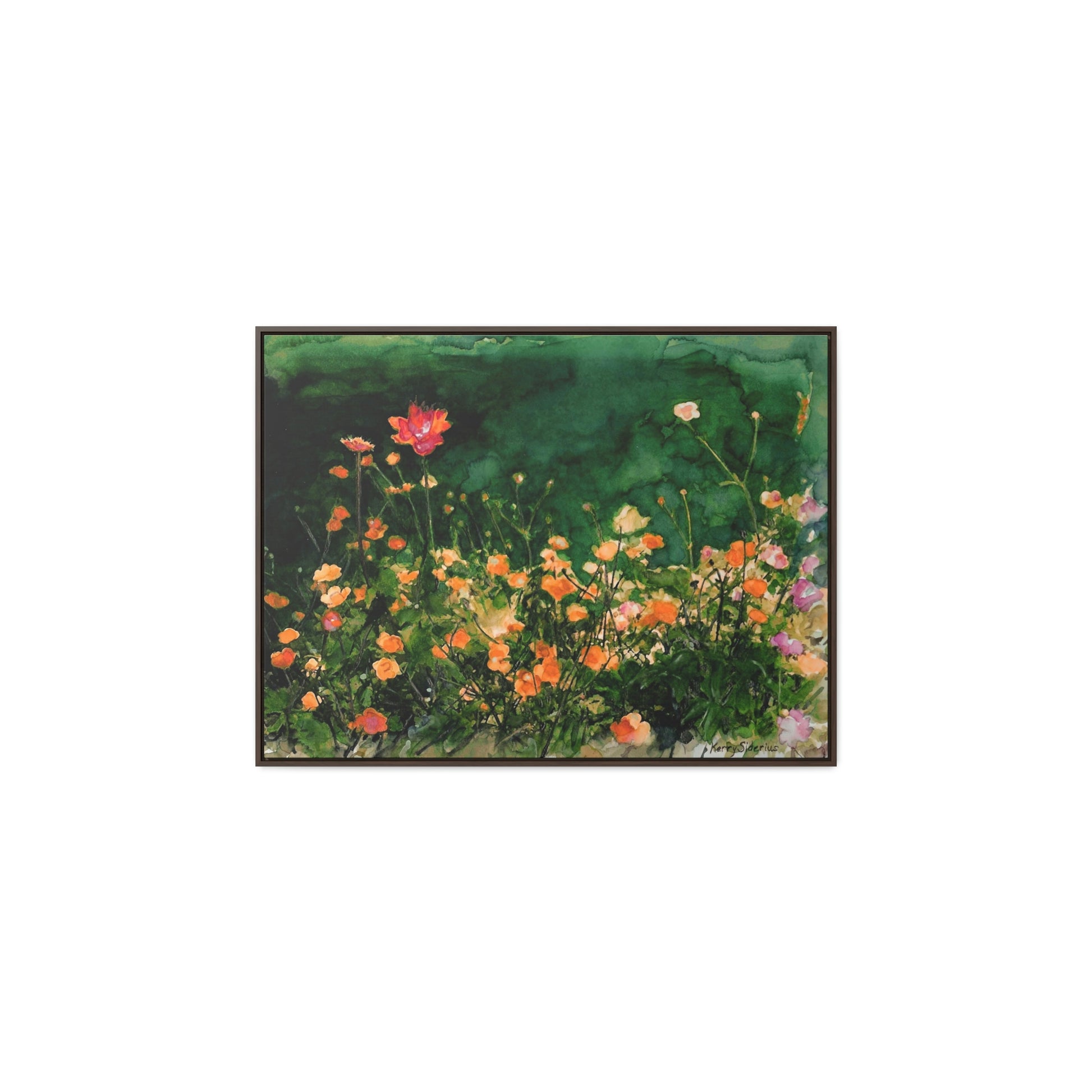 "Flowers By The Pond" Gallery Wrapped Wood-Framed Canvas - Kerry Siderius Art