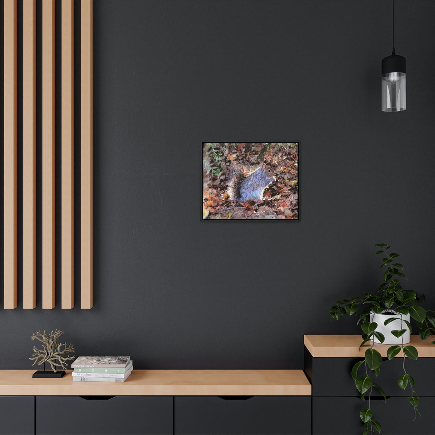"Little Squirrel Visiting Our Campsite" Wood-Framed Gallery Wrapped Canvas - Kerry Siderius Art