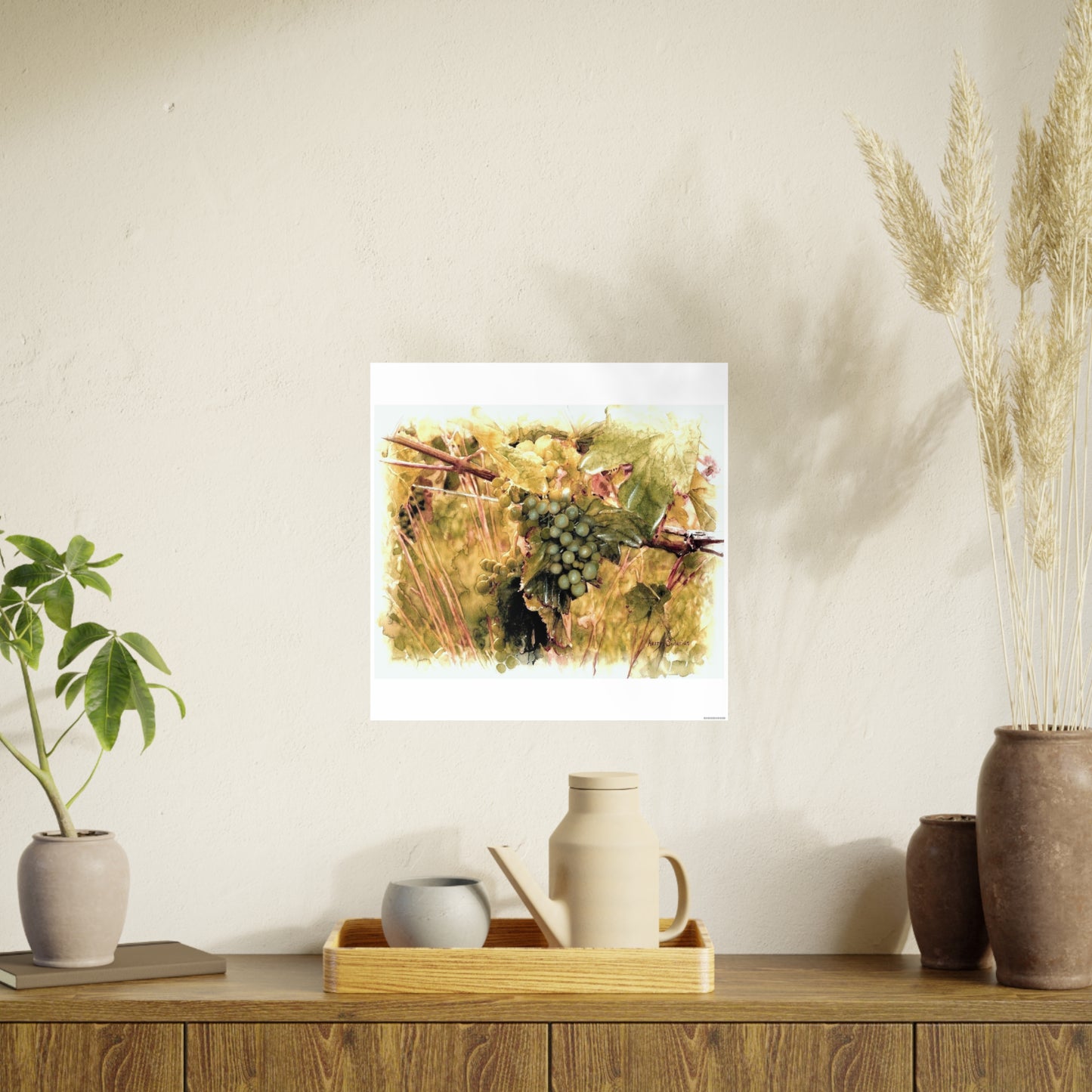"Chardonnay Grapes with Sepia" Poster Print - Kerry Siderius Art
