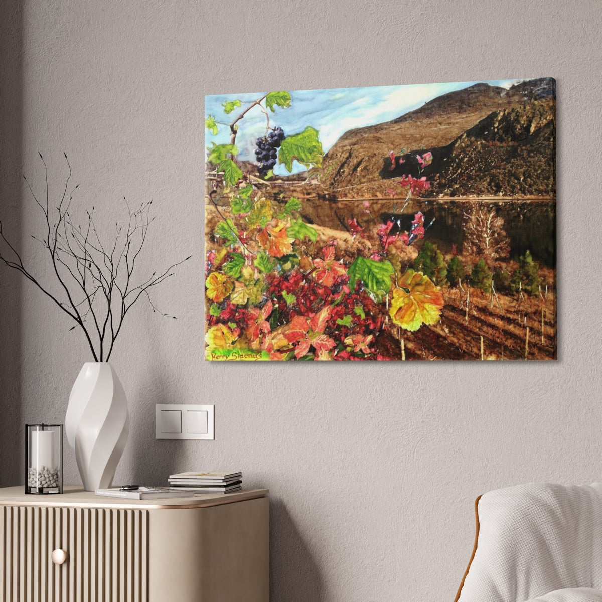 "Last Cluster of Grapes with Columbia Reflection" Canvas Stretched, 1.5'' - Kerry Siderius Art
