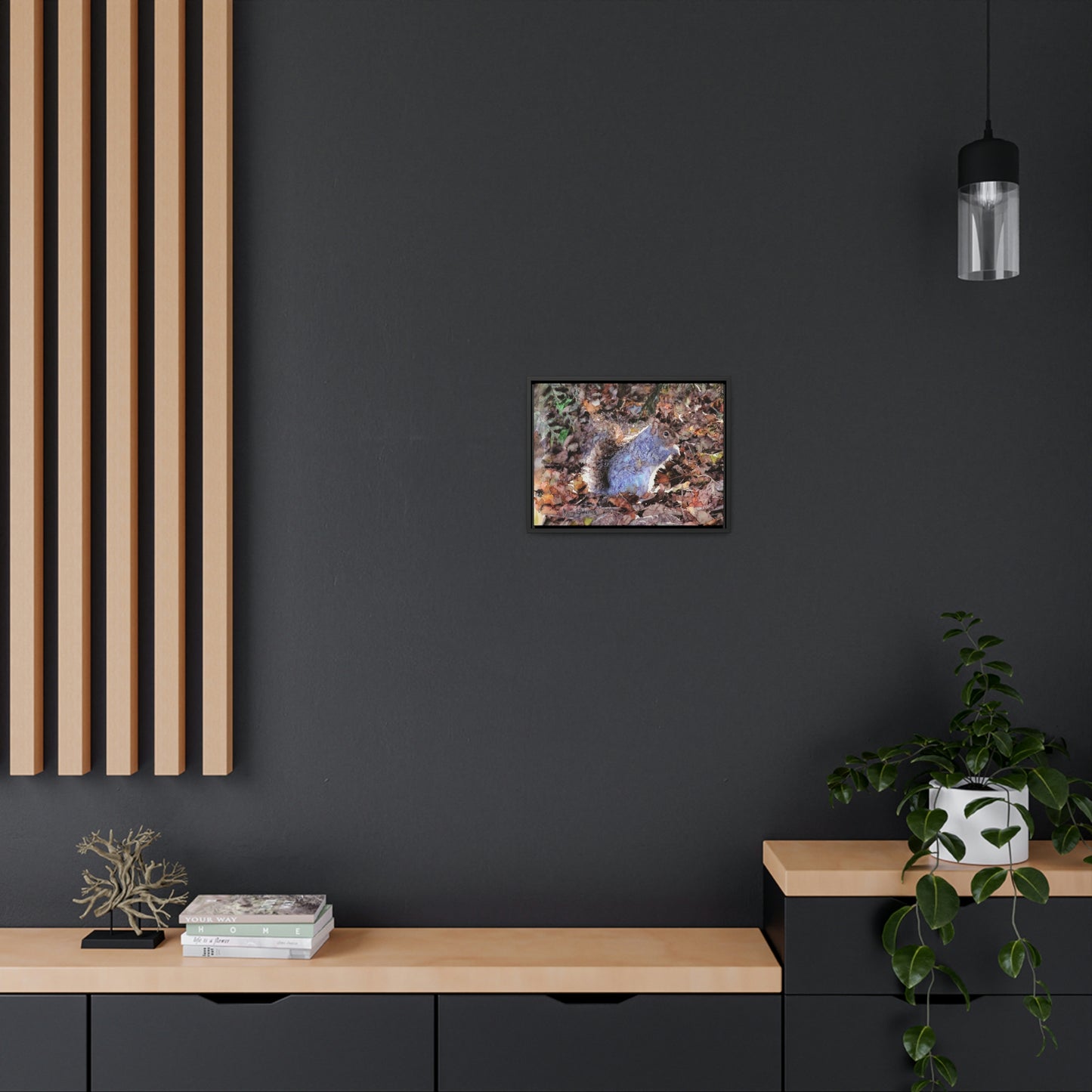 "Little Squirrel Visiting Our Campsite" Wood-Framed Gallery Wrapped Canvas - Kerry Siderius Art