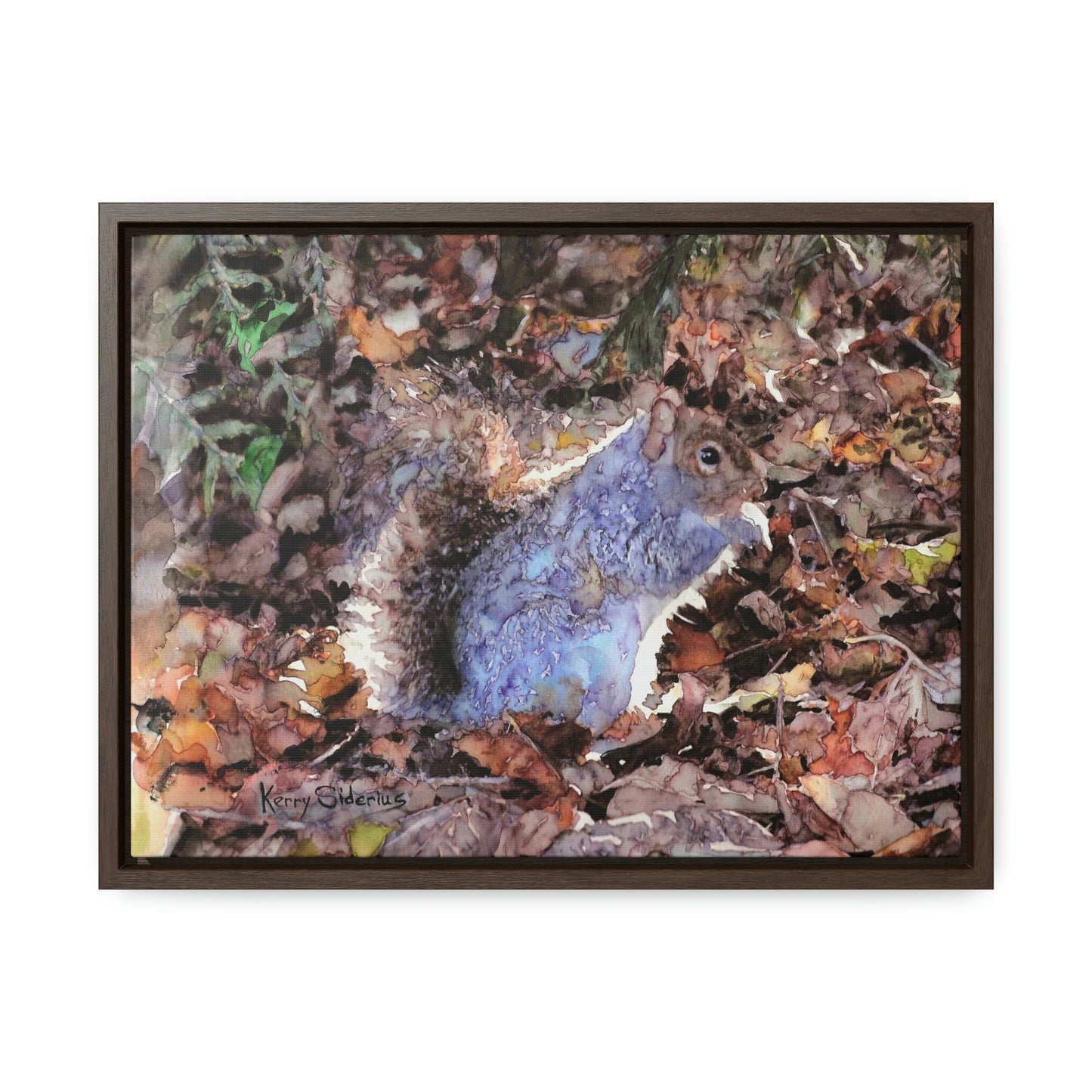 "Little Squirrel Visiting Our Campsite" Wood-Framed Gallery Wrapped Canvas - Kerry Siderius Art