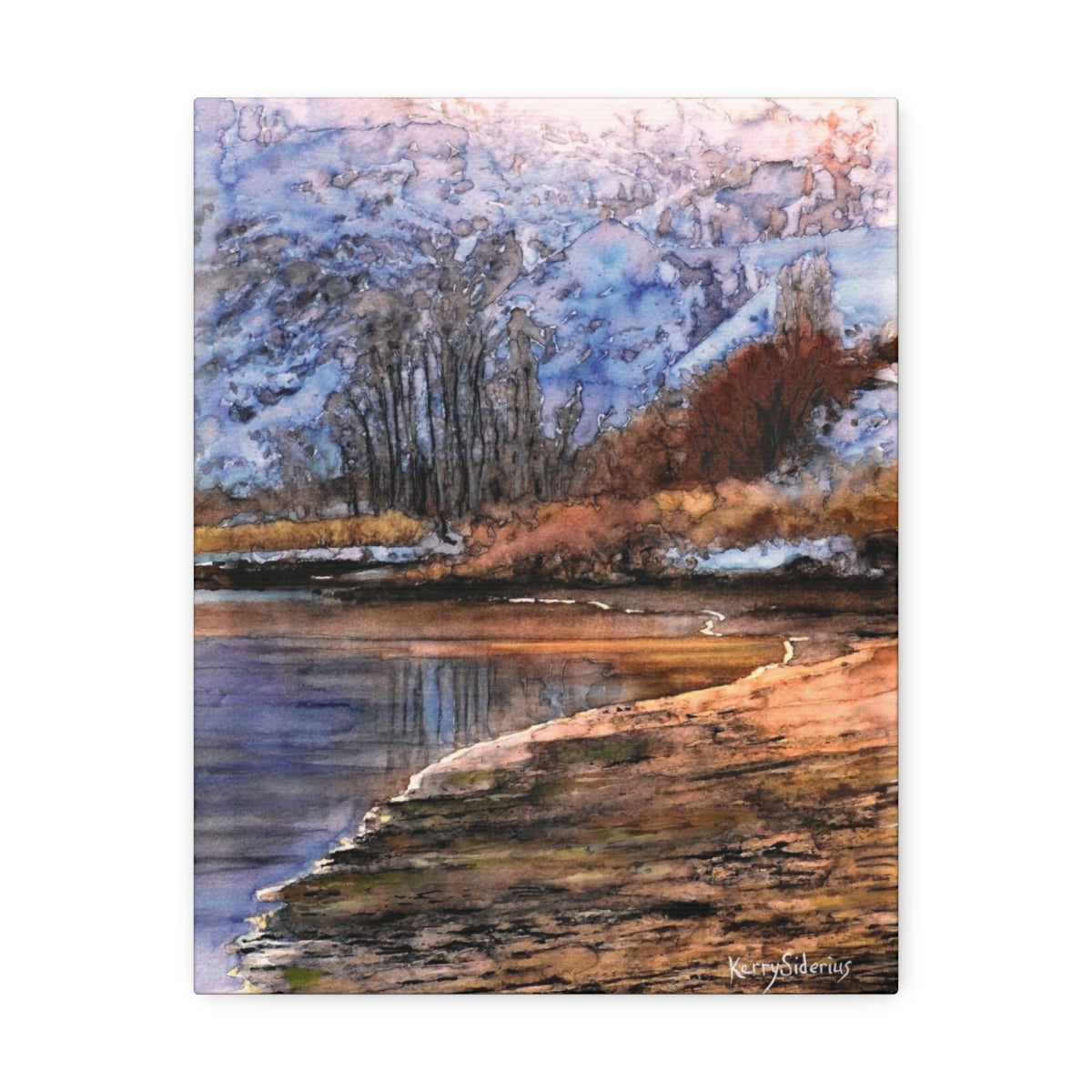 "Winter View by the Columbia River" Satin Canvas - Kerry Siderius Art