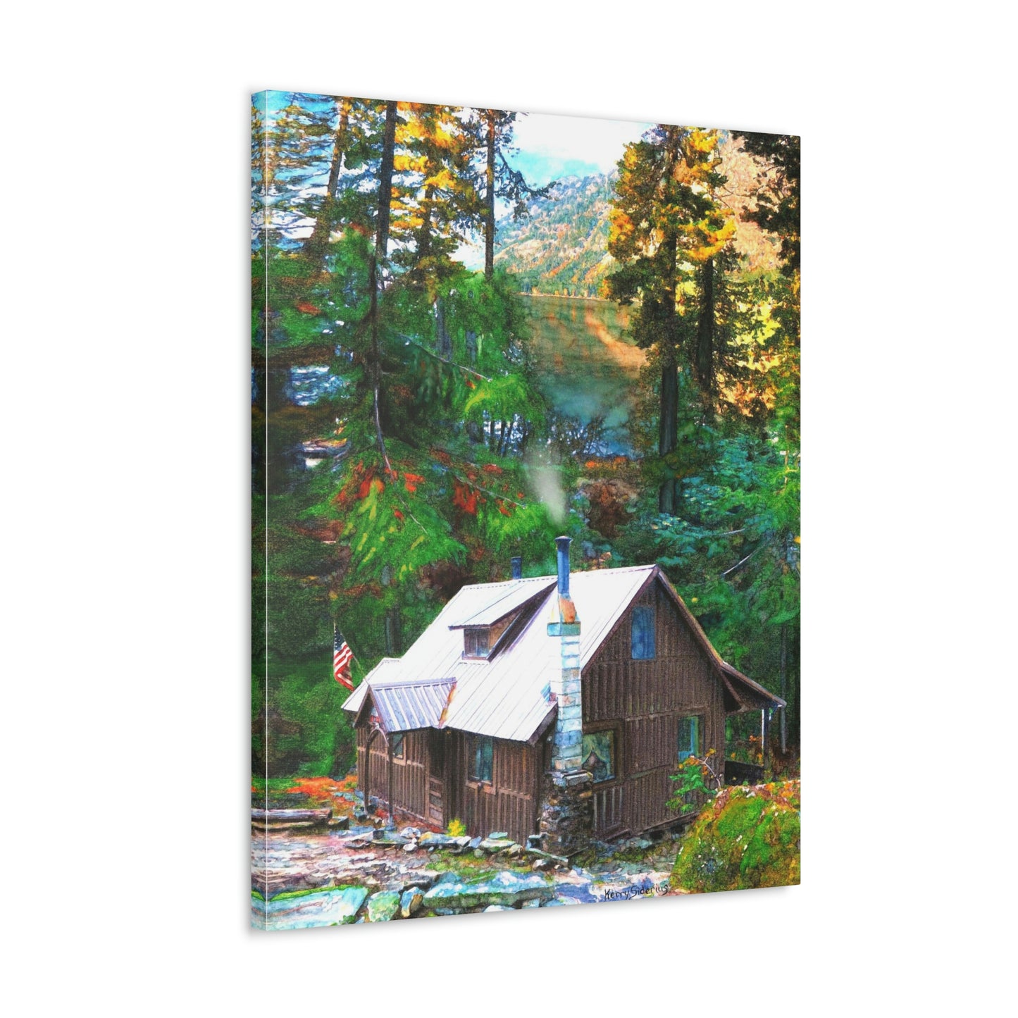 "Cabin on Lake Wenatchee" Gallery Wrapped Canvas - Kerry Siderius Art
