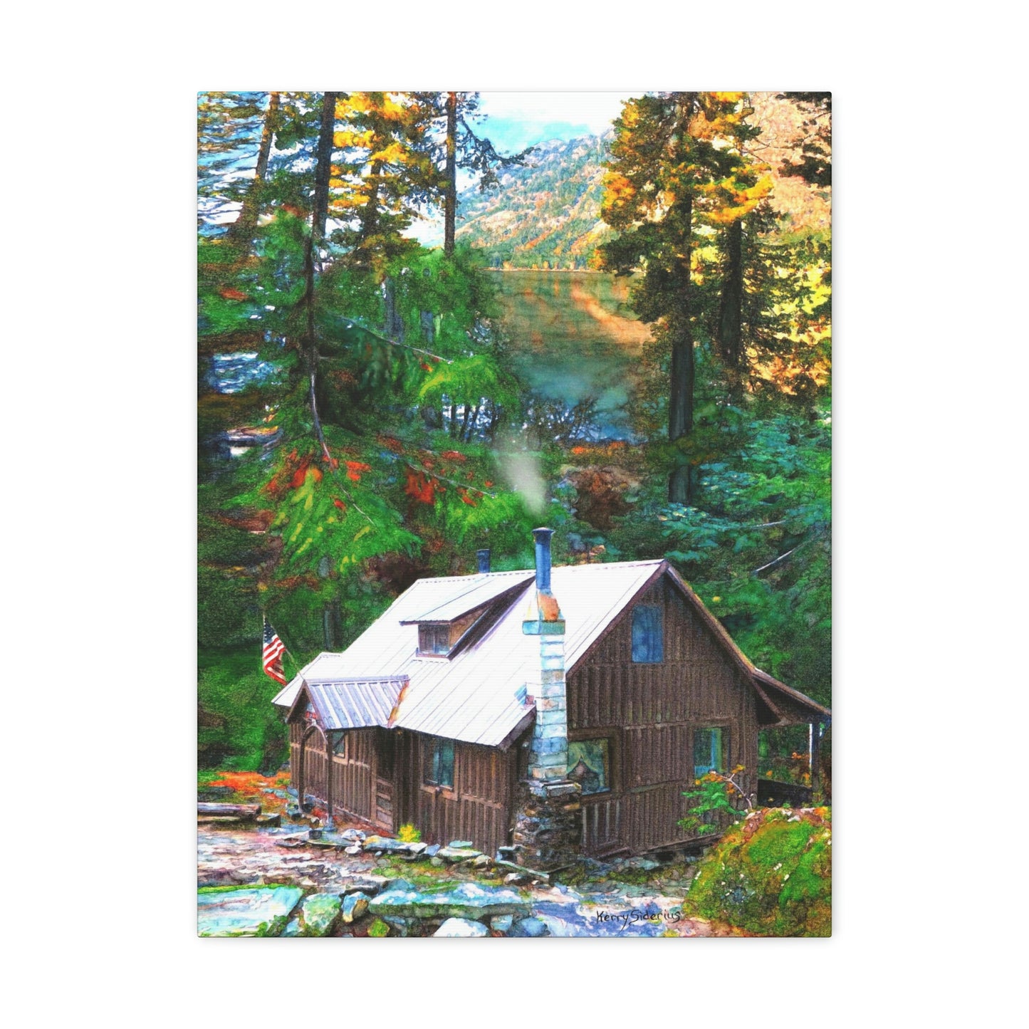 "Cabin on Lake Wenatchee" Gallery Wrapped Canvas - Kerry Siderius Art