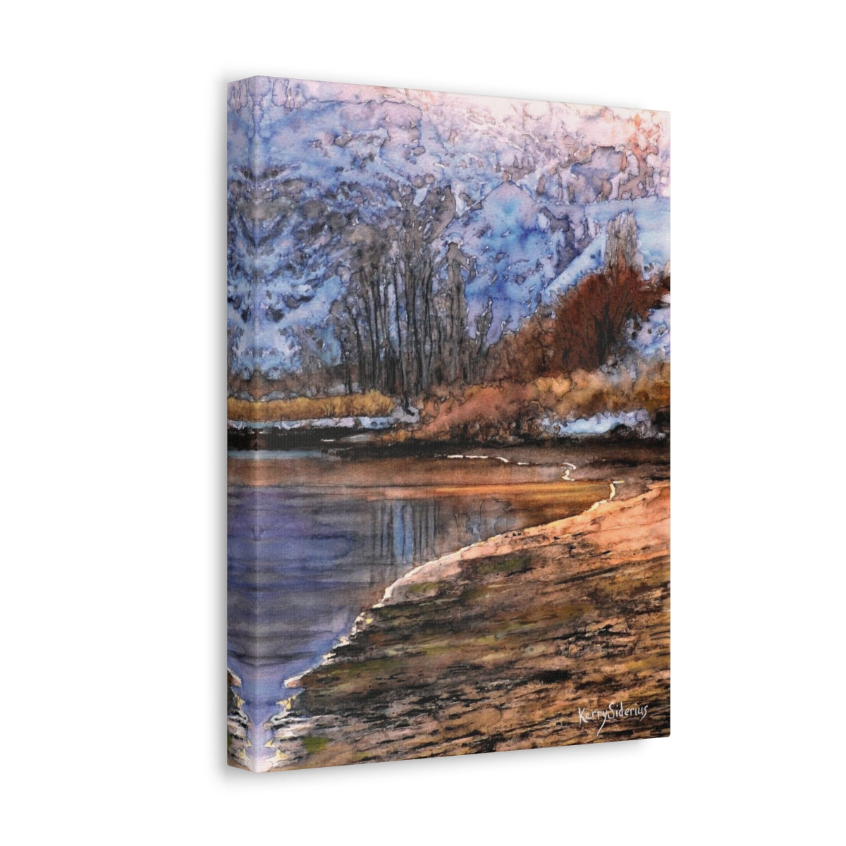"Winter View by the Columbia River" Satin Canvas - Kerry Siderius Art