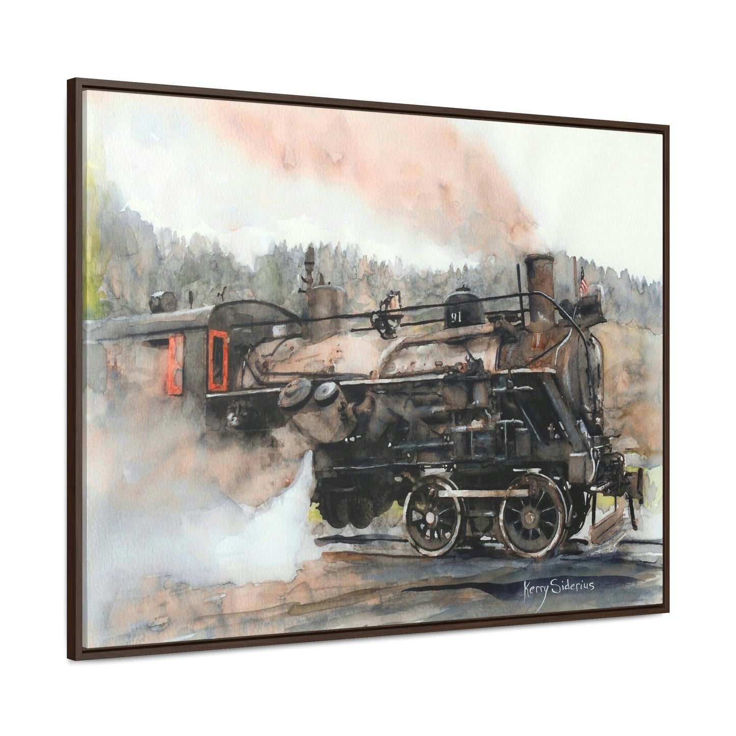 "Old Steam Train in Elba, Washington" Gallery-Wrapped Wood Framed Canvas - Kerry Siderius Art