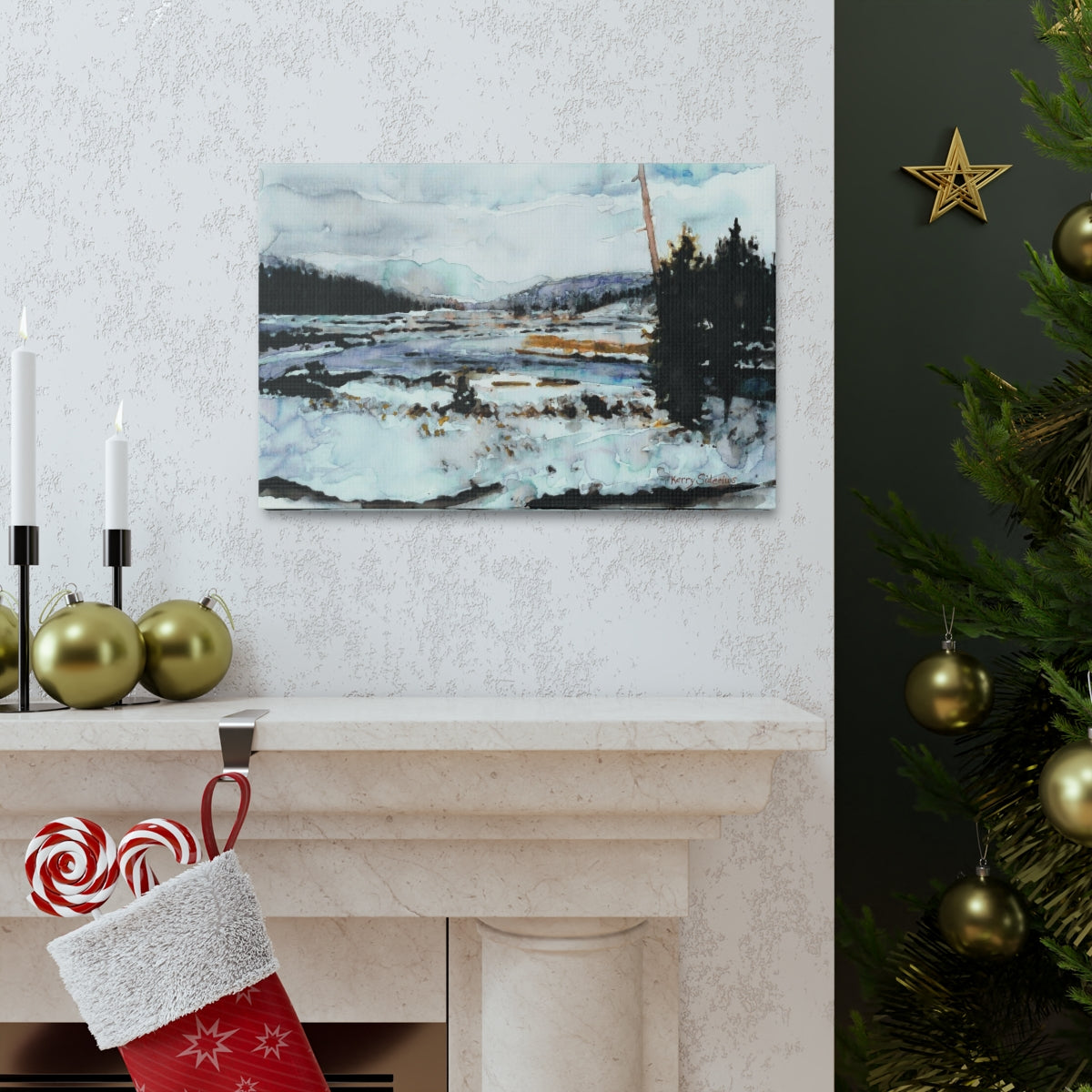 "Snowy Methow Scene" Wrapped Canvas (3 Sizes) - Kerry Siderius Art