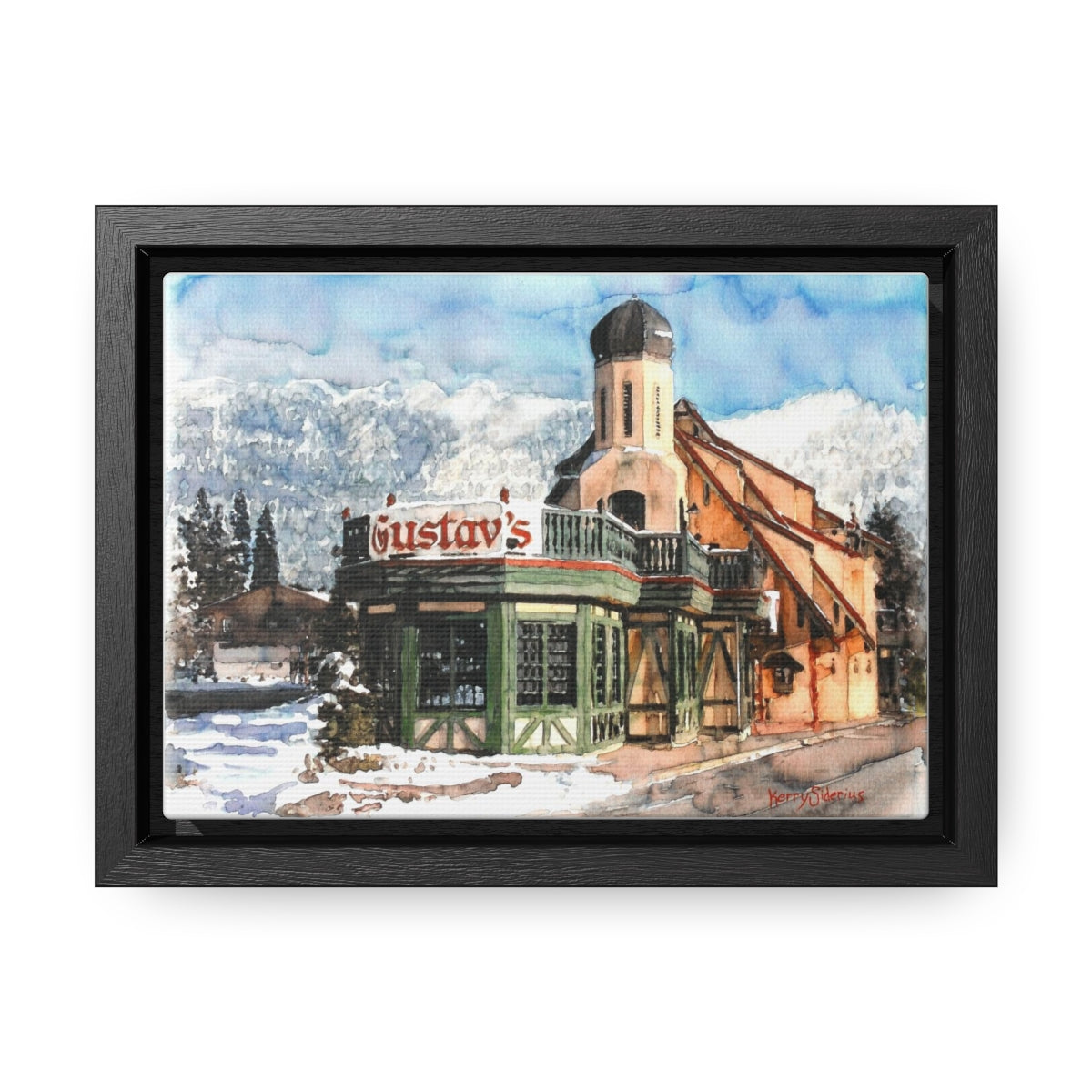 "Leavenworth's Gustav's in the Wintertime" Poplar Wood Framed Canvas - Kerry Siderius Art