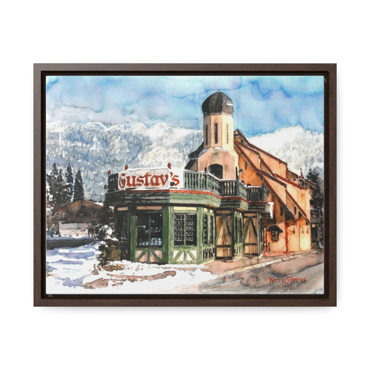"Leavenworth's Gustav's in the Wintertime" Poplar Wood Framed Canvas - Kerry Siderius Art