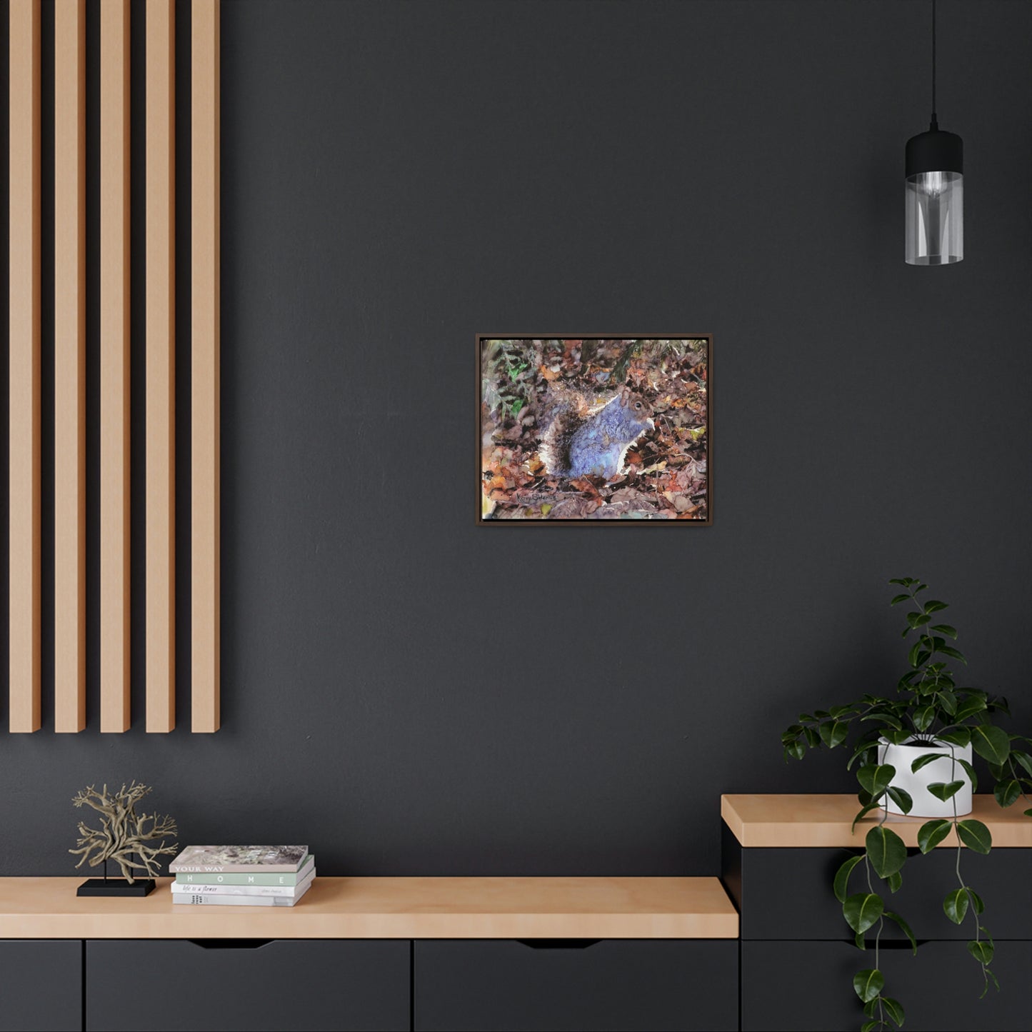 "Little Squirrel Visiting Our Campsite" Wood-Framed Gallery Wrapped Canvas - Kerry Siderius Art