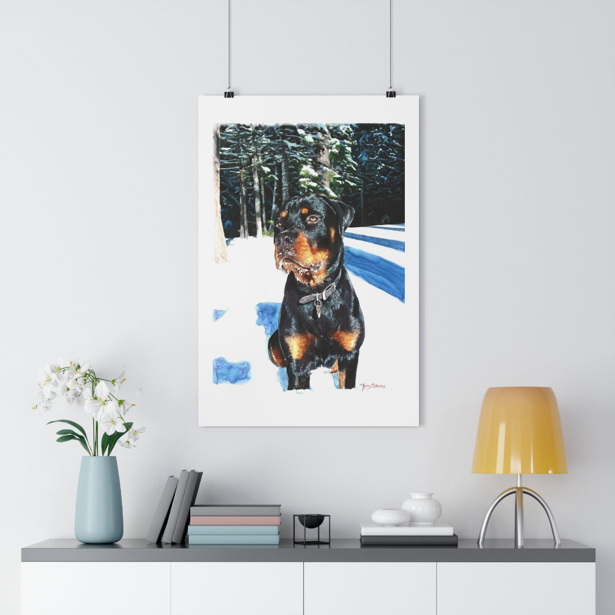 "Rottweiler In The Snow" Archival Poster Print (5 Sizes) - Kerry Siderius Art