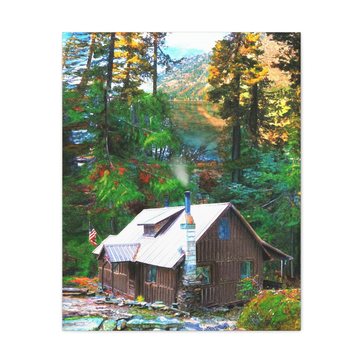 "Cabin on Lake Wenatchee" Gallery Wrapped Canvas - Kerry Siderius Art