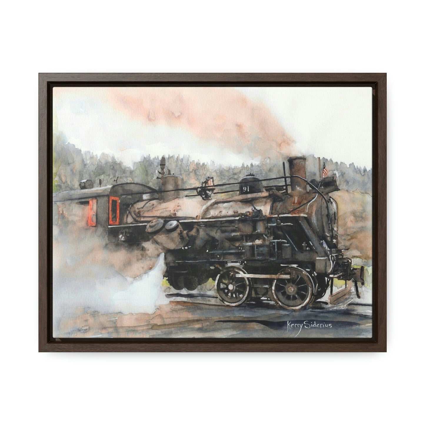 "Old Steam Train in Elba, Washington" Gallery-Wrapped Wood Framed Canvas - Kerry Siderius Art