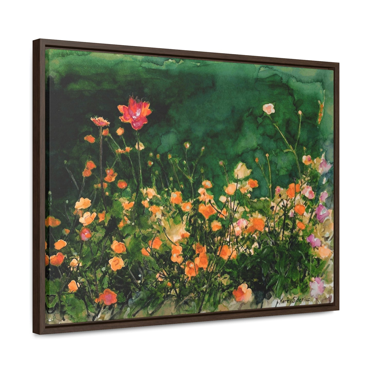 "Flowers By The Pond" Gallery Wrapped Wood-Framed Canvas - Kerry Siderius Art