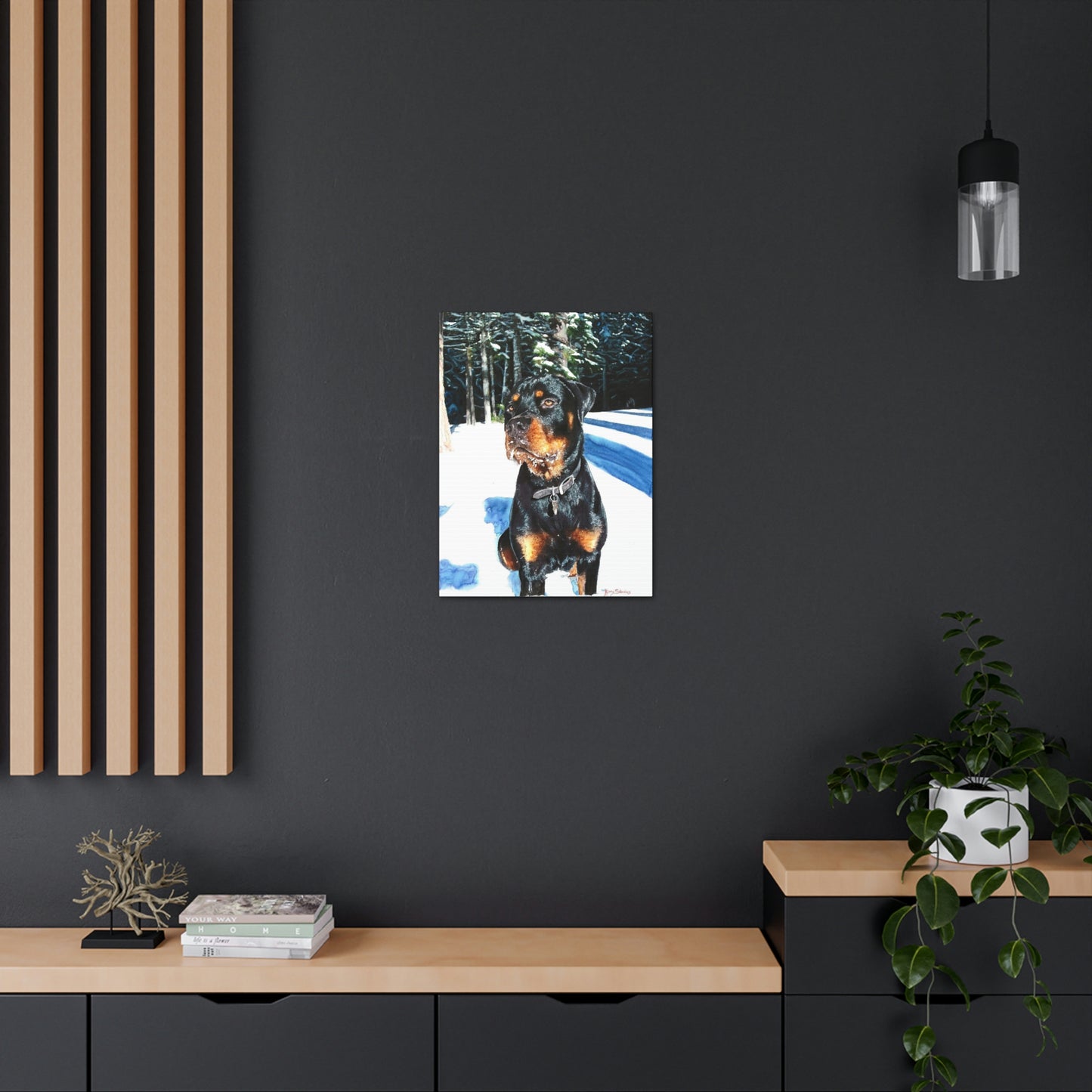 "Rottweiler in the Snow" Gallery Wrapped Canvas - Kerry Siderius Art