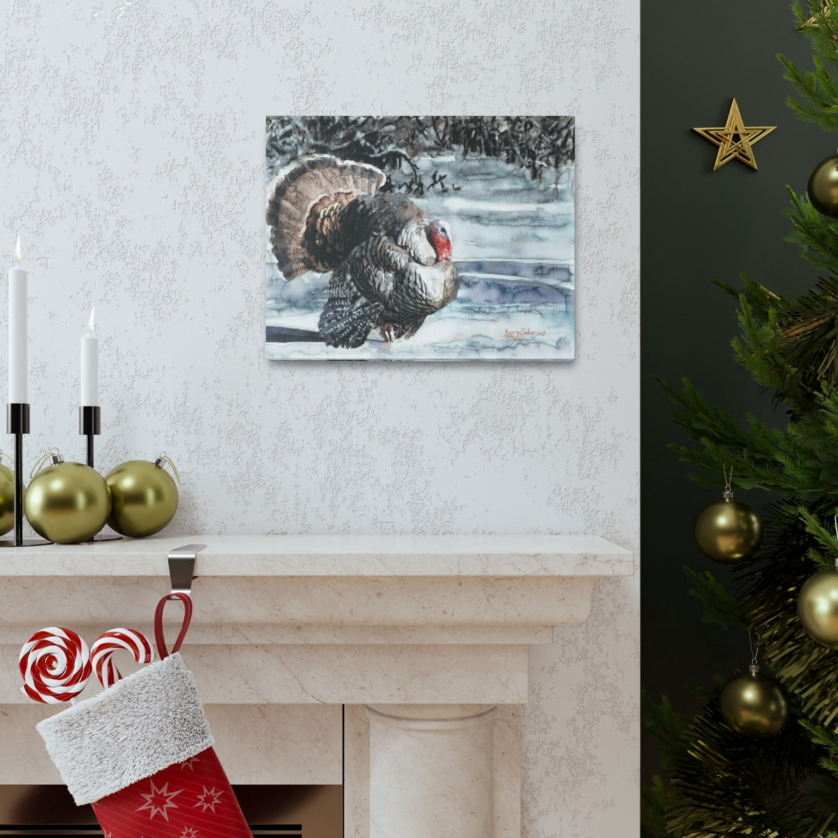 "Wild Turkey in the Snow" Canvas Gallery Wrap - Kerry Siderius Art