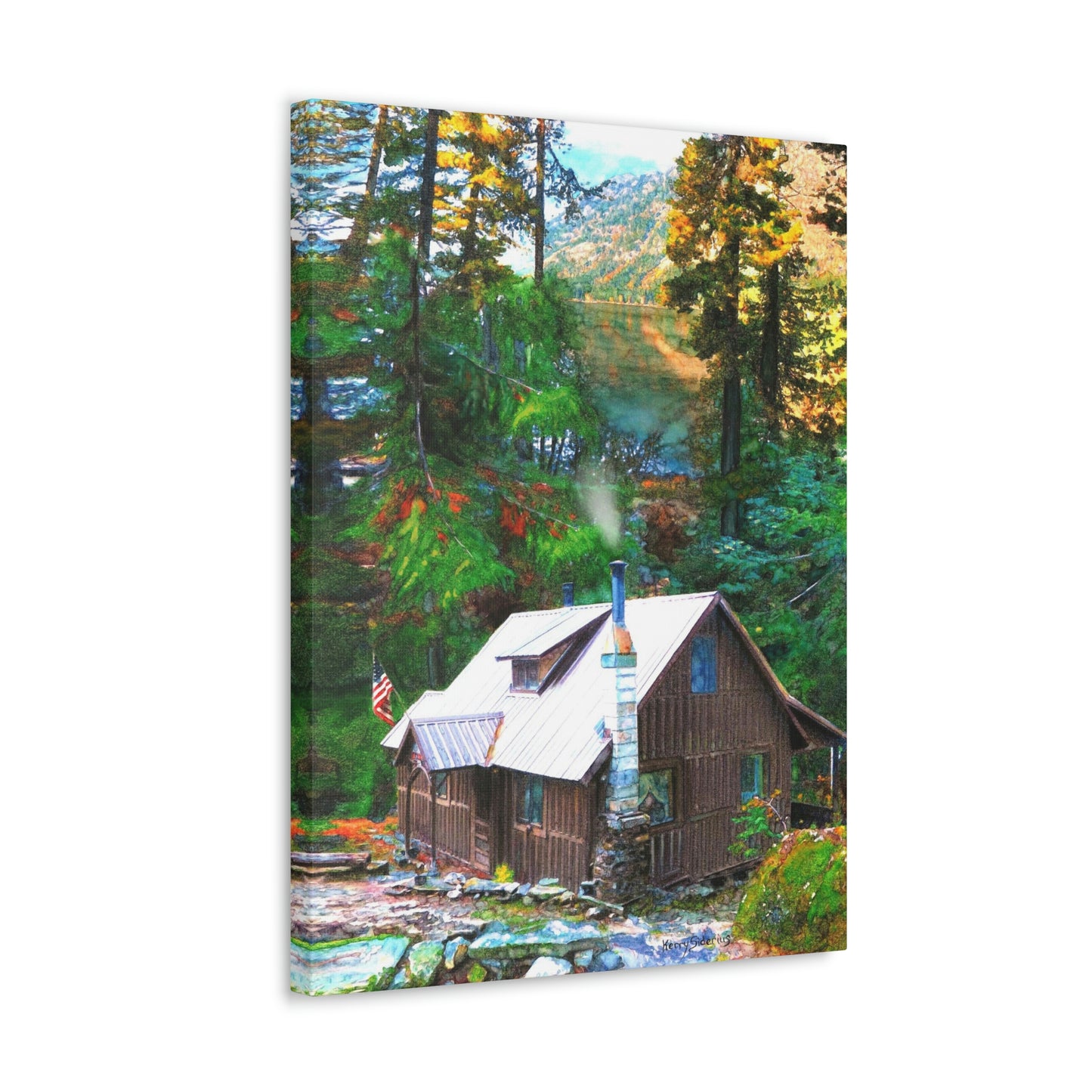 "Cabin on Lake Wenatchee" Gallery Wrapped Canvas - Kerry Siderius Art
