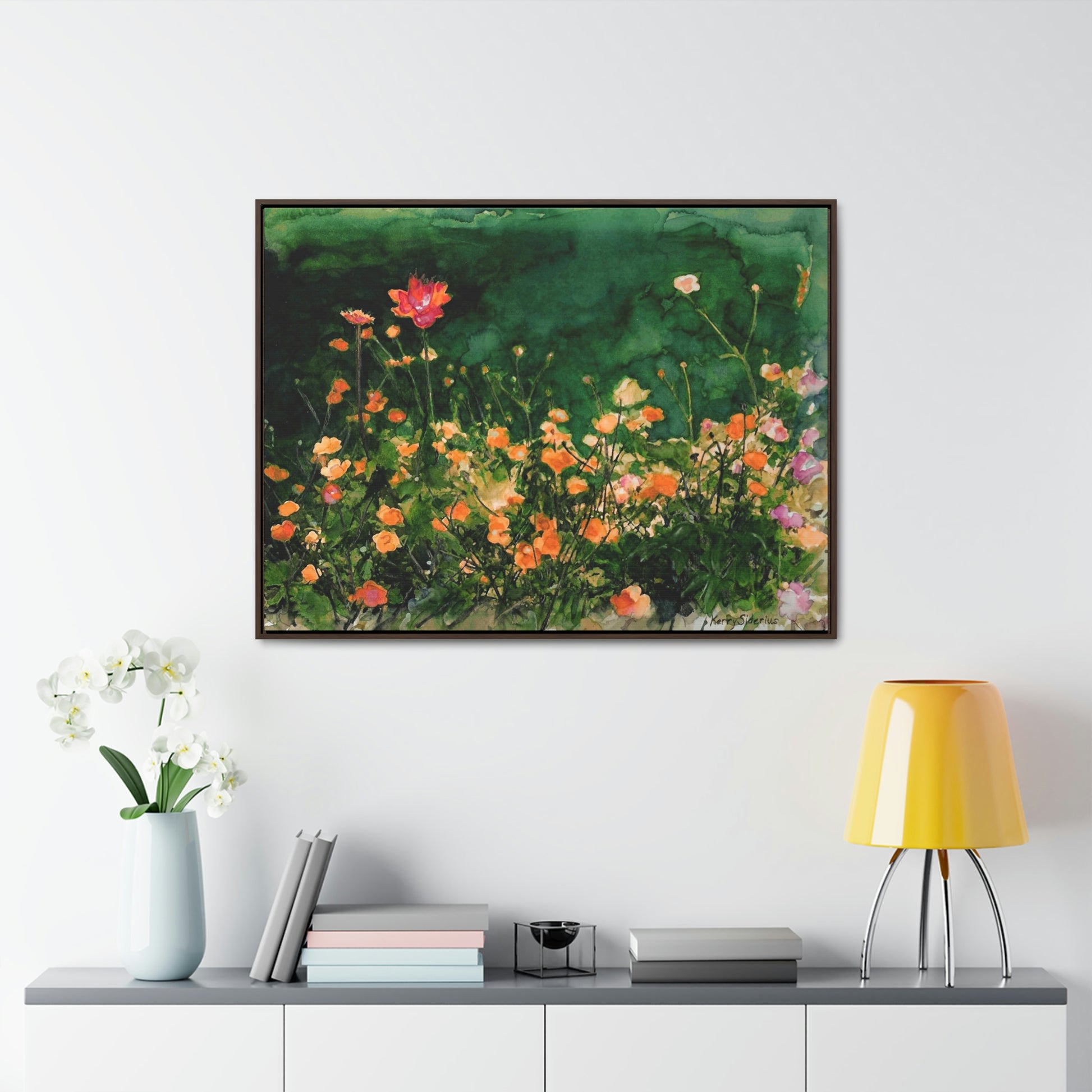 "Flowers By The Pond" Gallery Wrapped Wood-Framed Canvas - Kerry Siderius Art