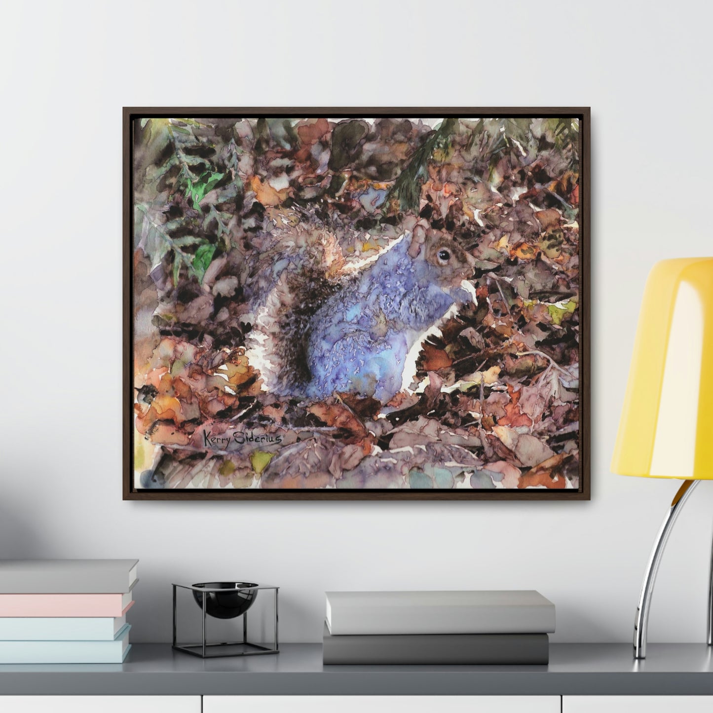"Little Squirrel Visiting Our Campsite" Wood-Framed Gallery Wrapped Canvas - Kerry Siderius Art