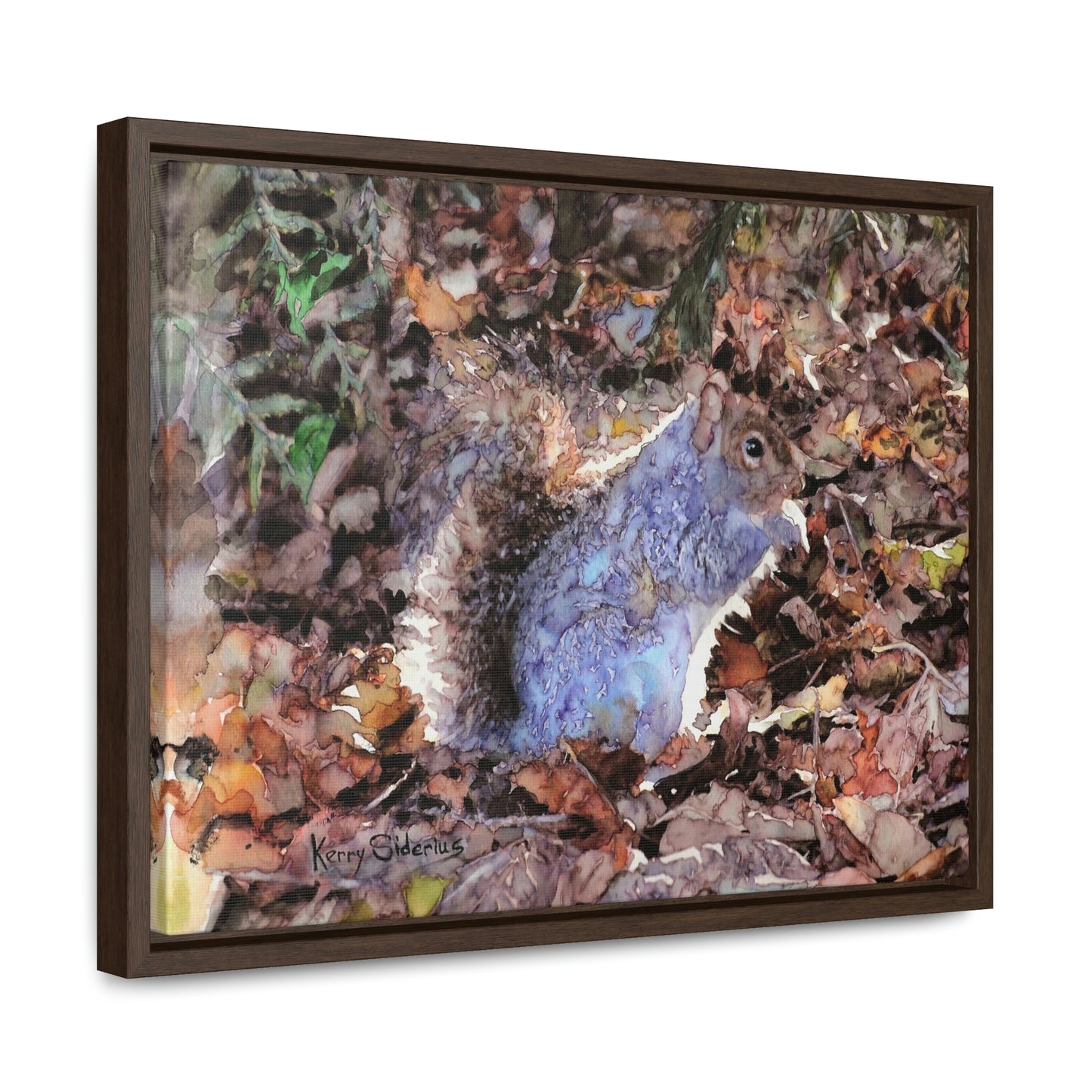 "Little Squirrel Visiting Our Campsite" Wood-Framed Gallery Wrapped Canvas - Kerry Siderius Art