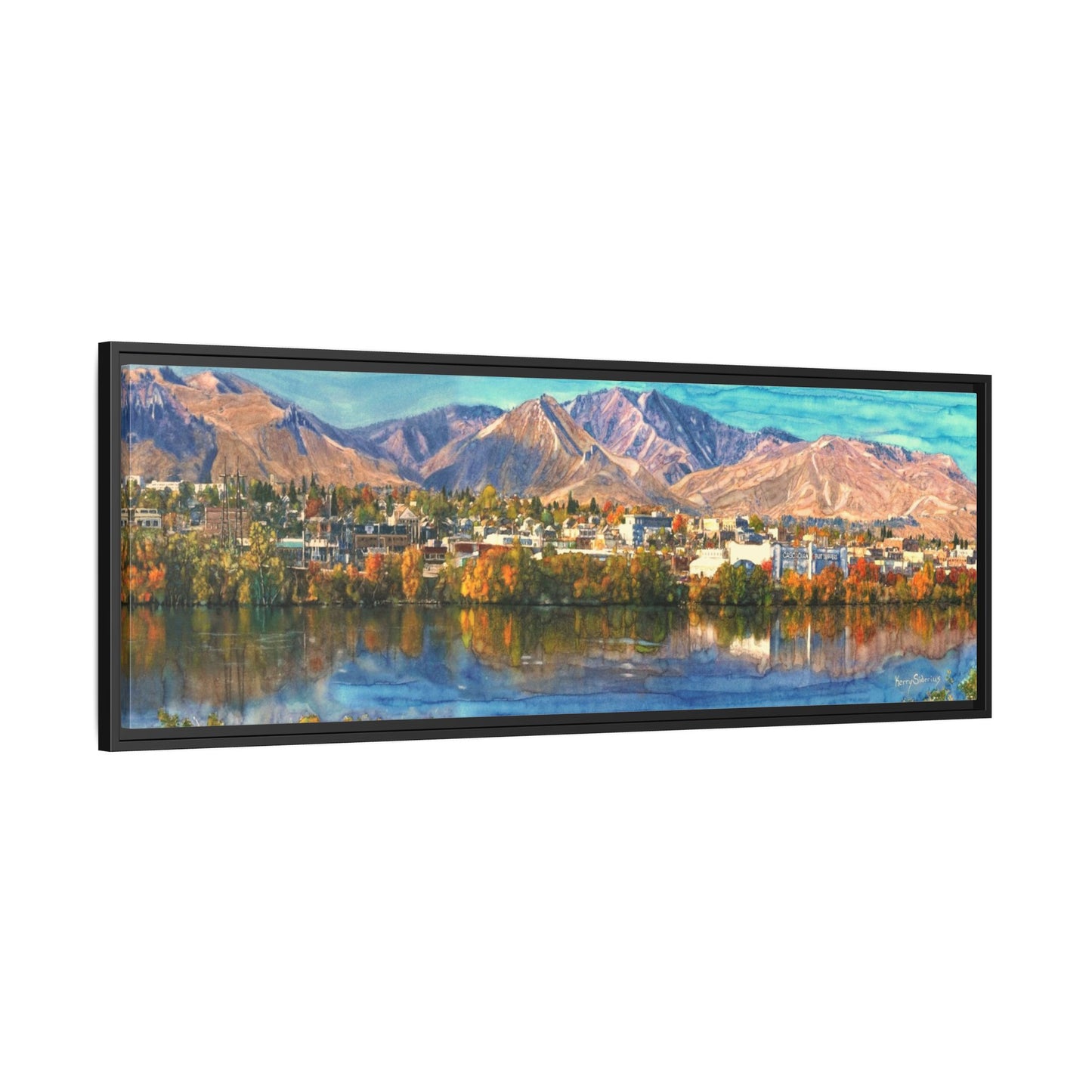 Wenatchee View Panorama Framed Canvas — Matte Multi-Color Wall Art by Kerry Siderius