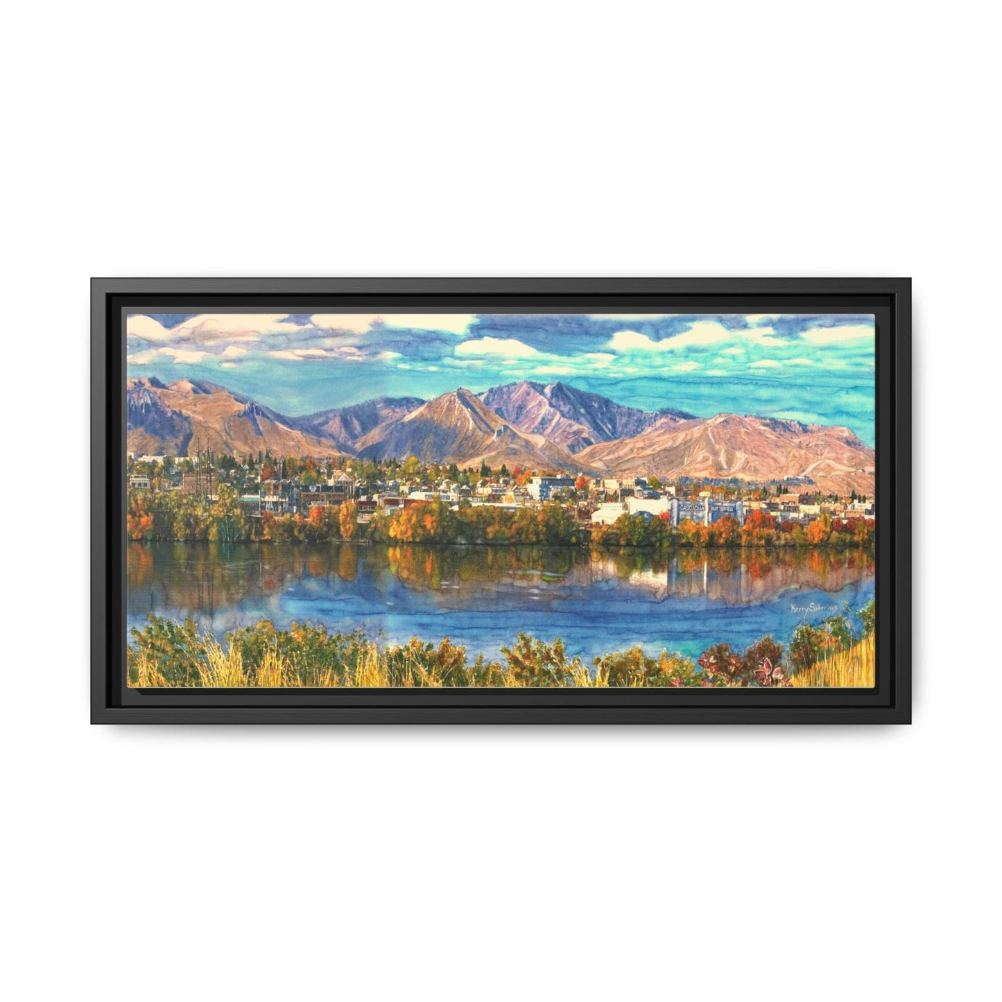 Wenatchee View Panorama Framed Canvas — Matte Multi-Color Wall Art by Kerry Siderius