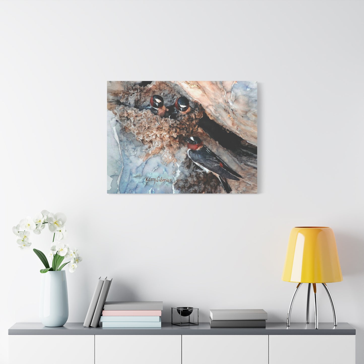 "Swallows in the Cliff, Rufus Woods Lake" Canvas, Stretched, 1.25"