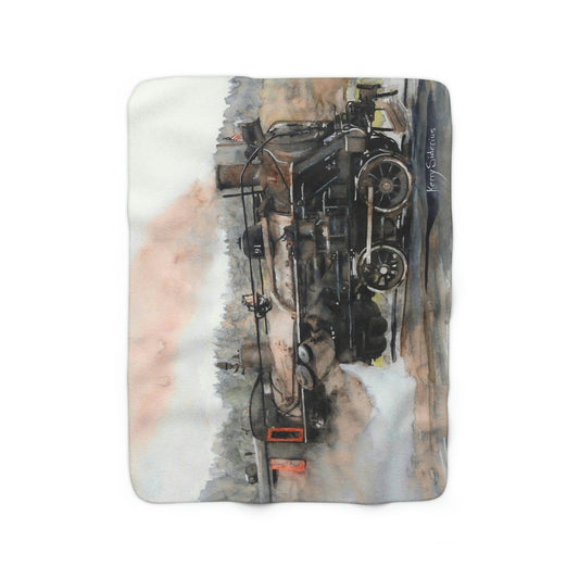 "Old Steam Train in Elba, Washington" Sherpa Fleece Blanket - Kerry Siderius Art 